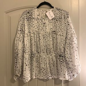 white with navy star blouse